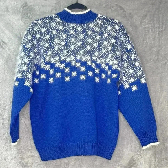 Vintage CEAU‎ MAR Sz M Wool Angora Pullover Sweater USA Made Snowflakes Winter - Picture 9 of 16
